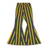 Purple green yellow stripe adult women Mardi Gras jeans