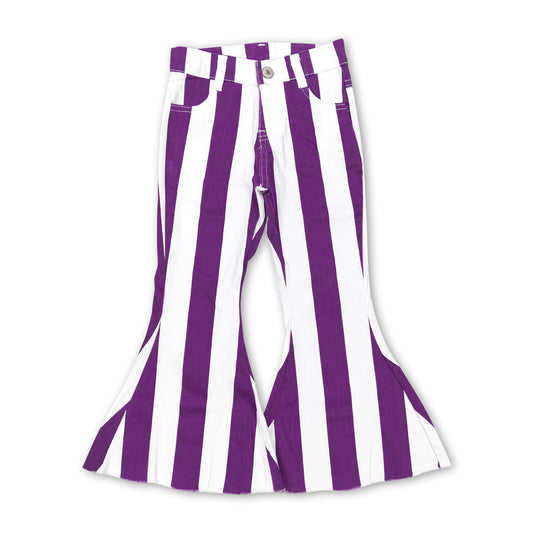 Purple white stripe denim pants kids girls jeans