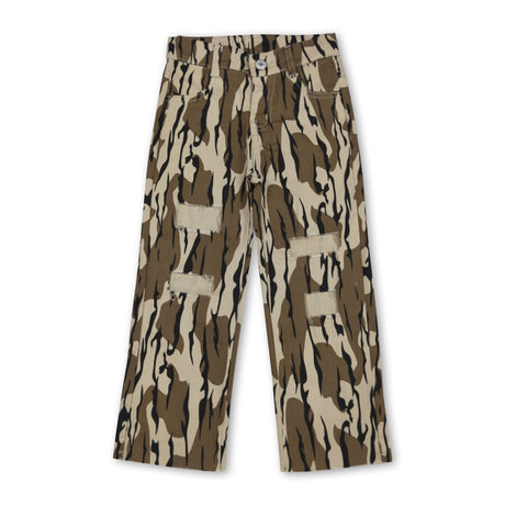 Olive camo denim pants hole kids boys jeans
