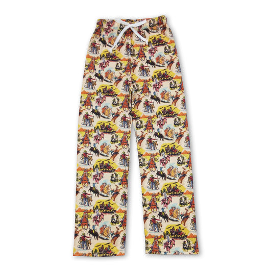 Yellow horse rodeo adult pants men sleepwear bottom