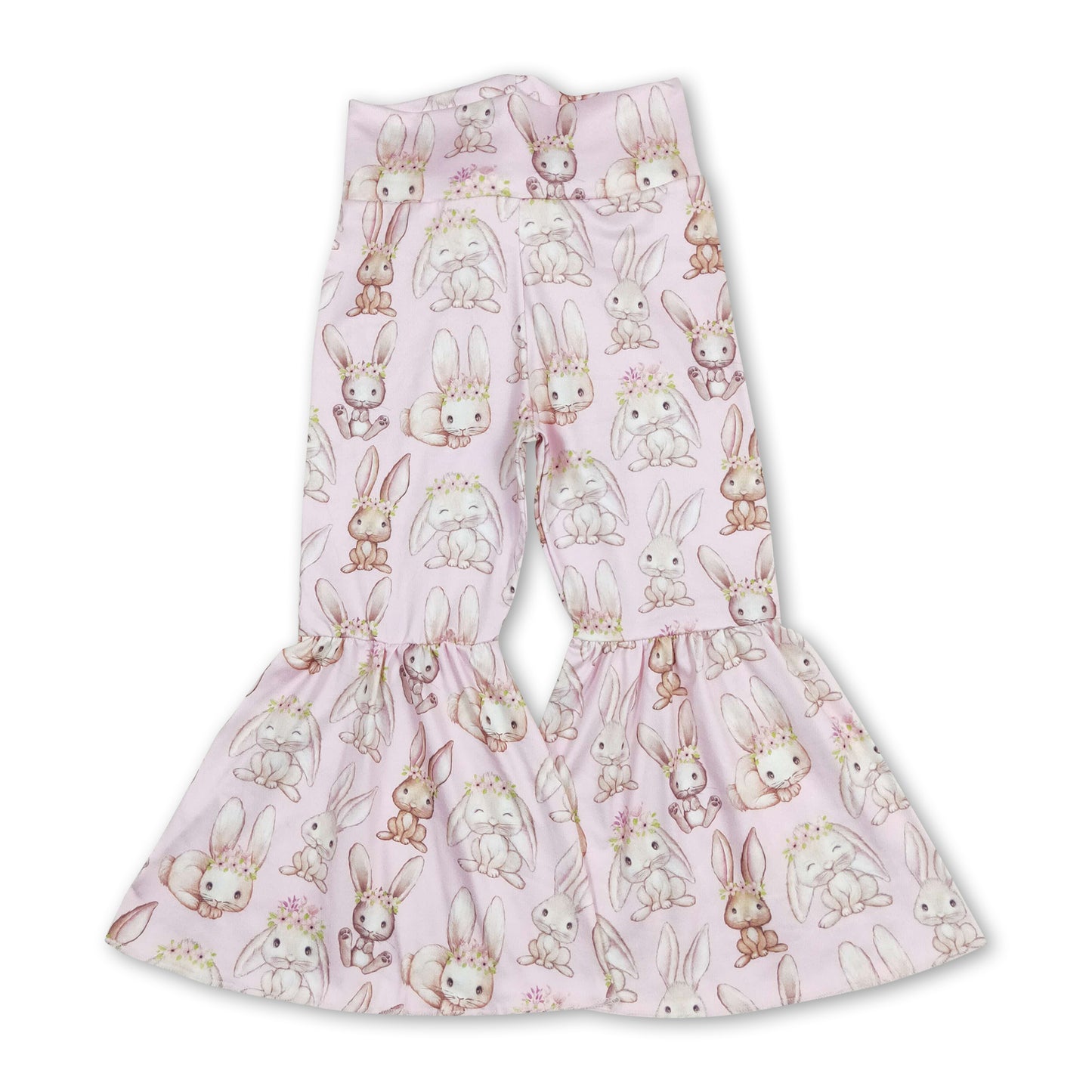 Pink bunny baby girls easter bell bottom pants