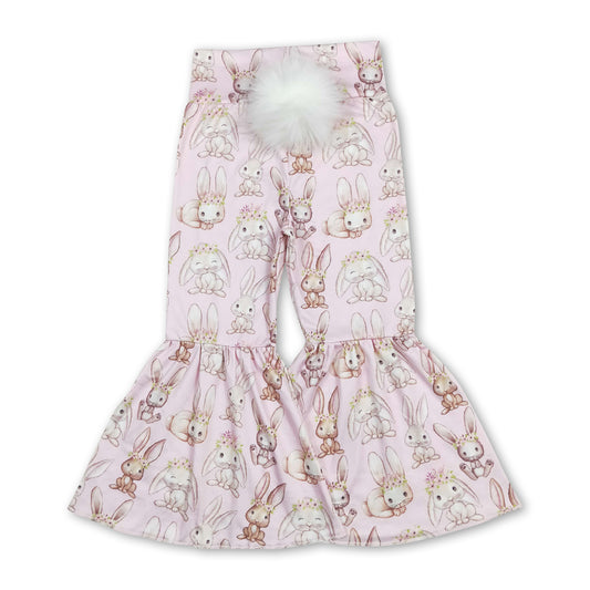 Pink bunny baby girls easter bell bottom pants