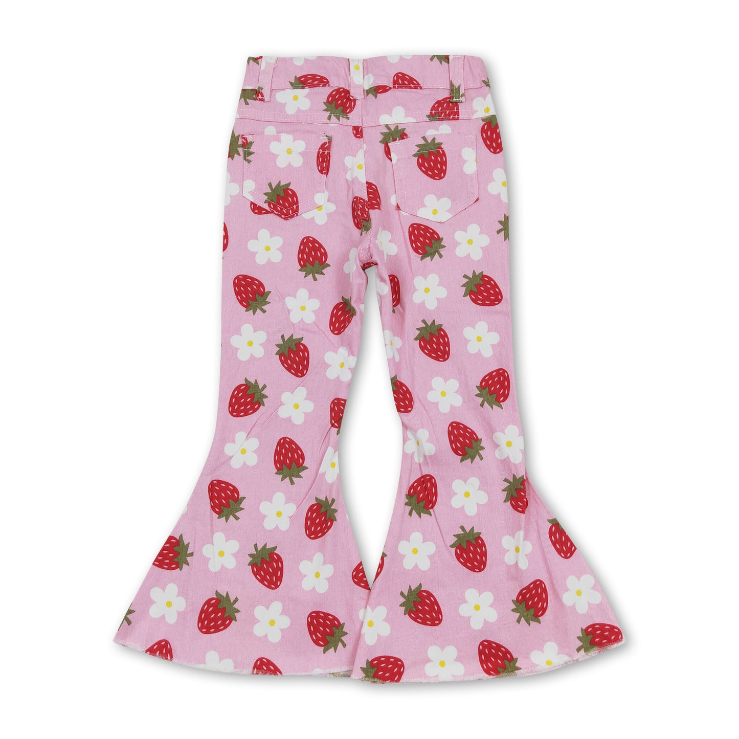 Pink flower strawberry baby girls jeans