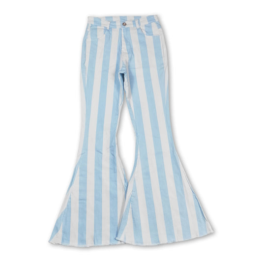 Light blue stripe women denim pants adult jeans