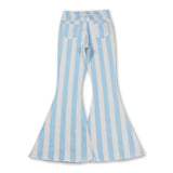 Light blue stripe women denim pants adult jeans
