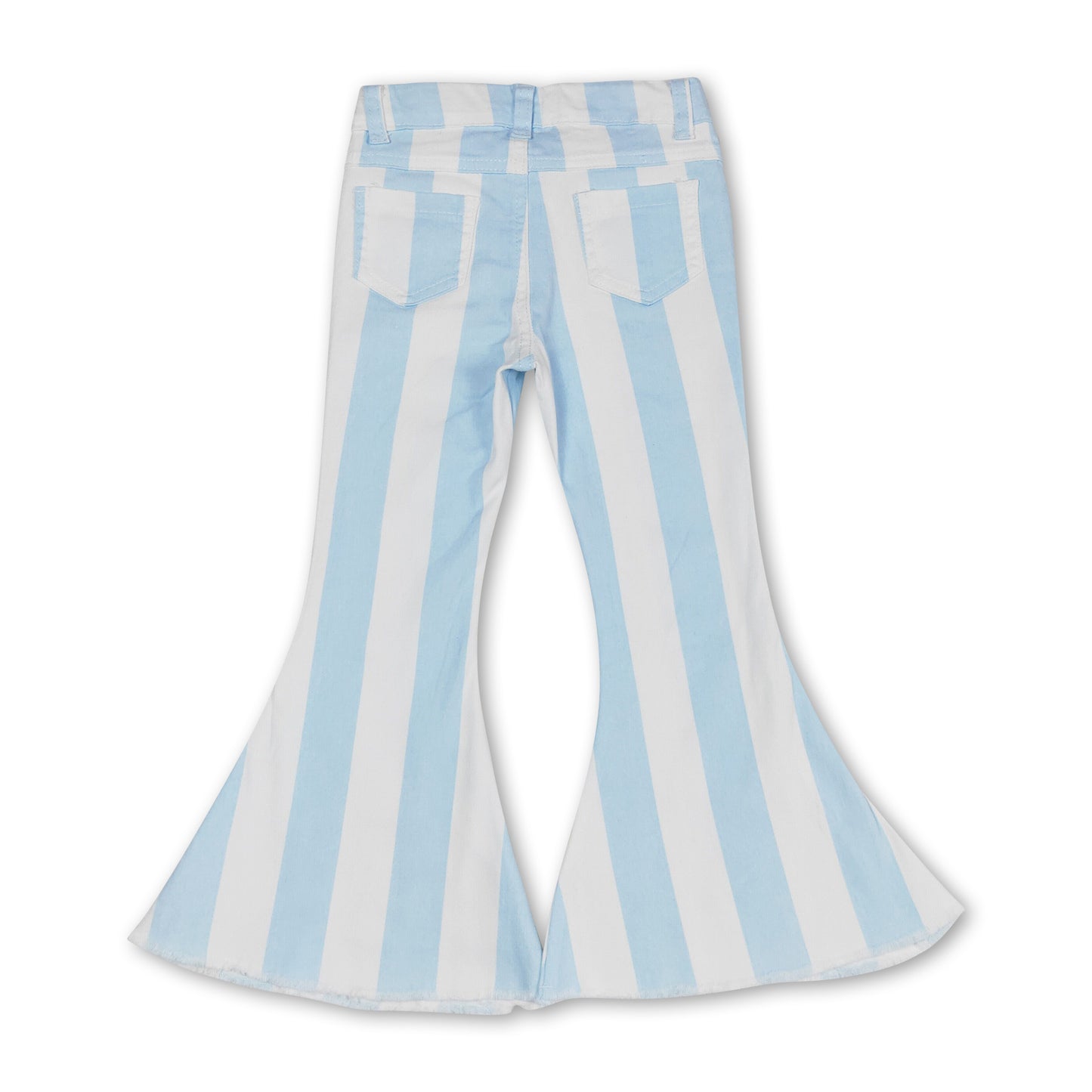 Light blue stripe flare jeans girls denim pants