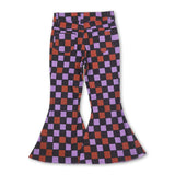 Orange purple plaid kids girls Halloween jeans