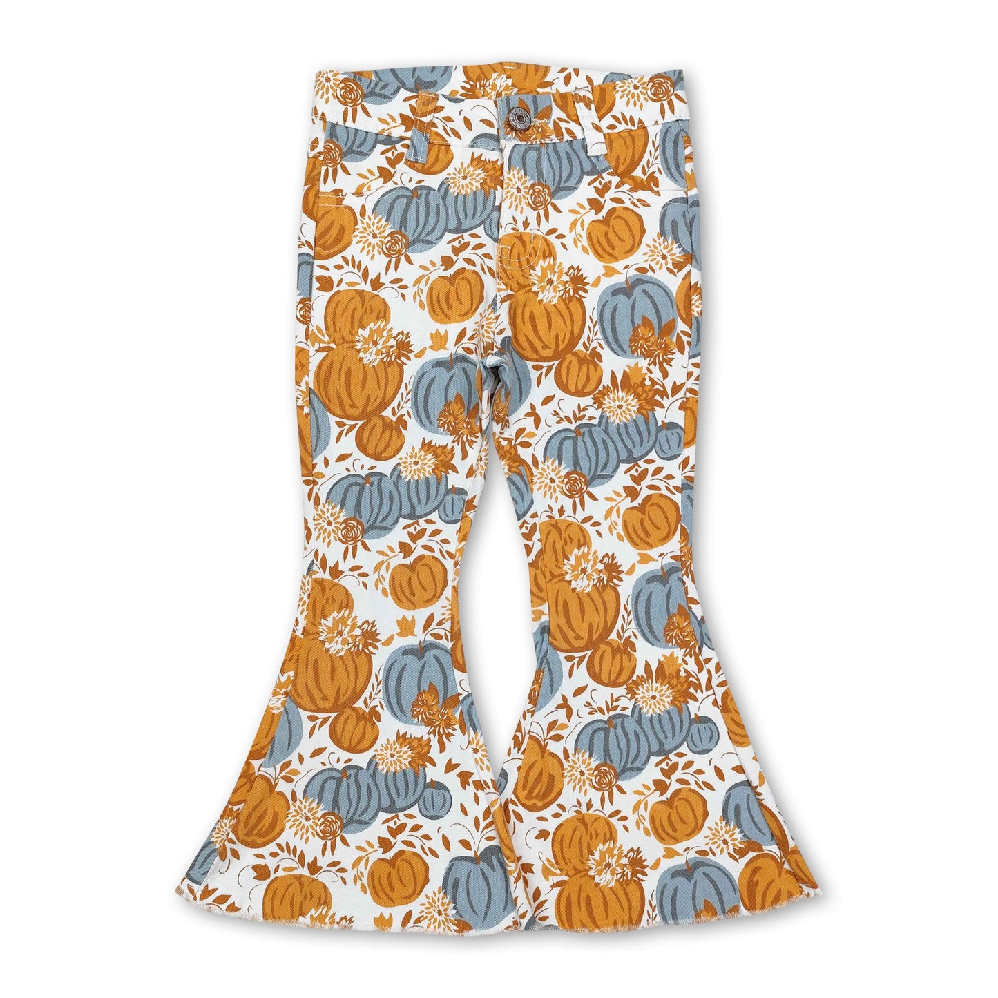 Pumpkin floral kids girls fall jeans