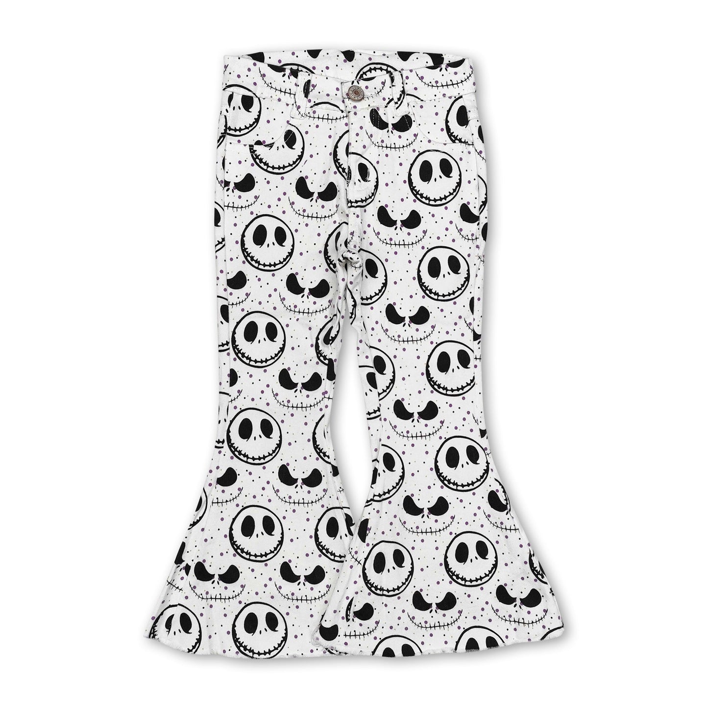 White skull kids girls Halloween jeans