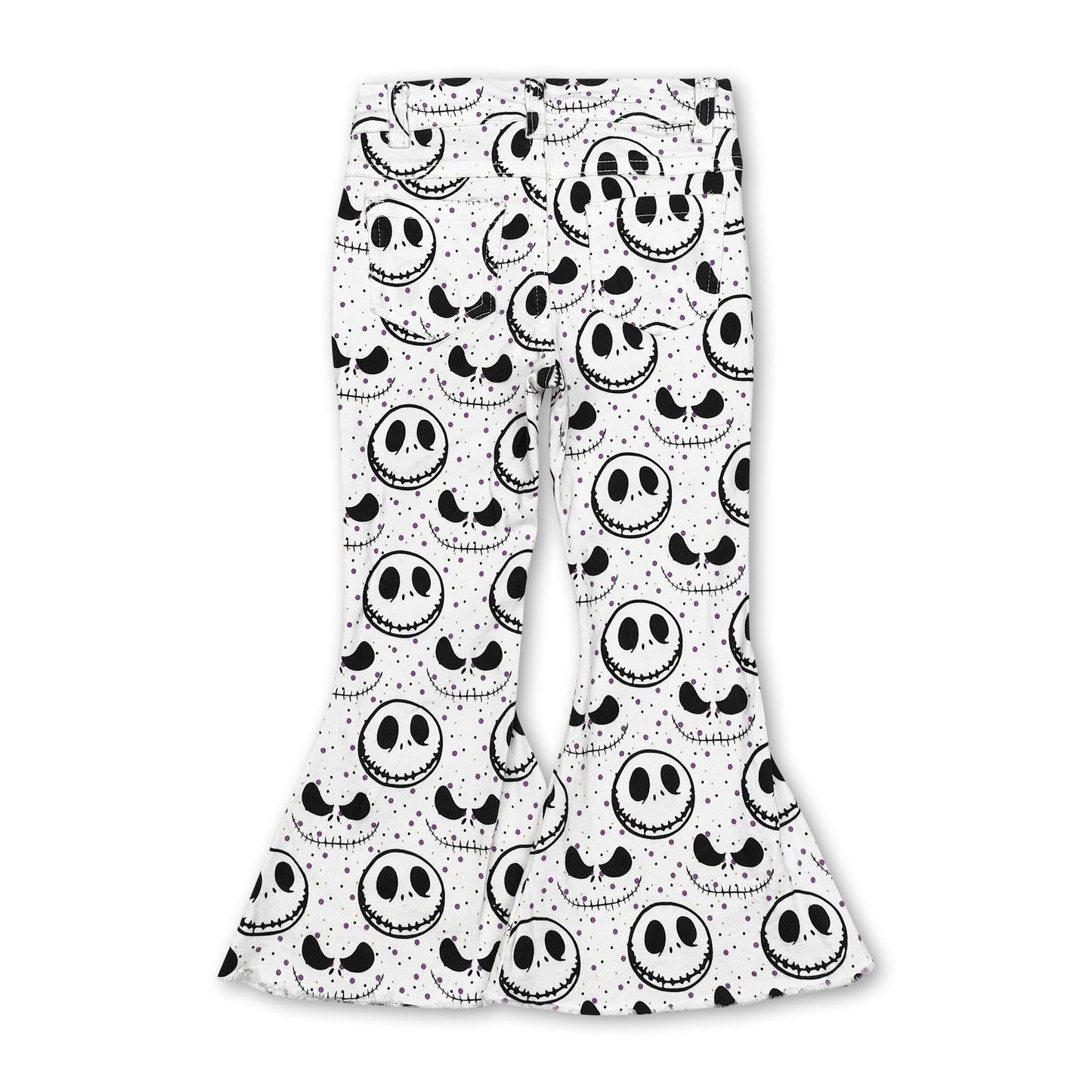 White skull kids girls Halloween jeans