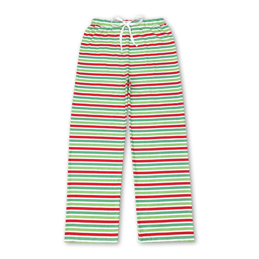 Red green stripe adult women Christmas pants