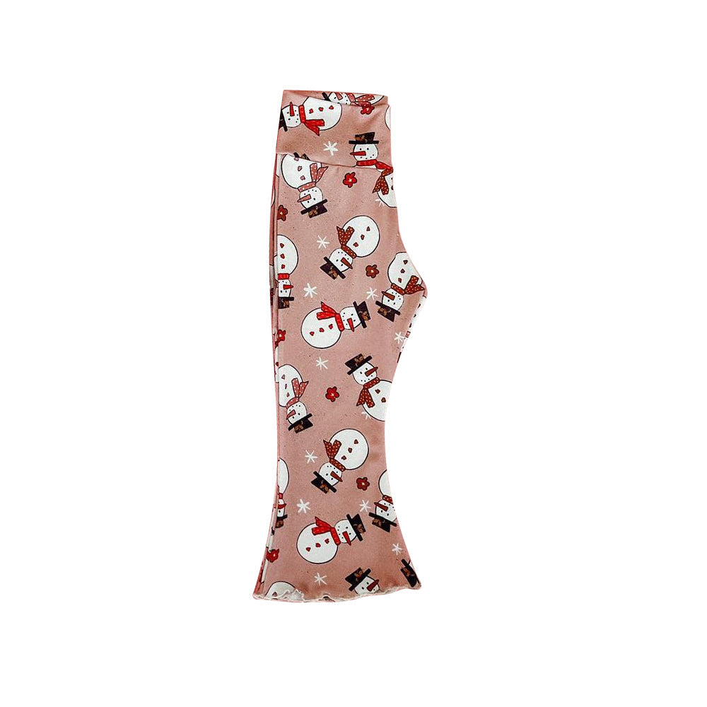 Snowman kids girls Christmas bell bottom pants