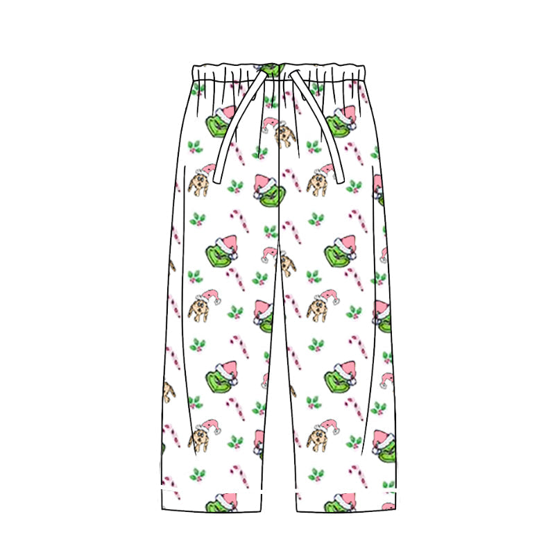 Pink candy cane green face adult women Christmas pants