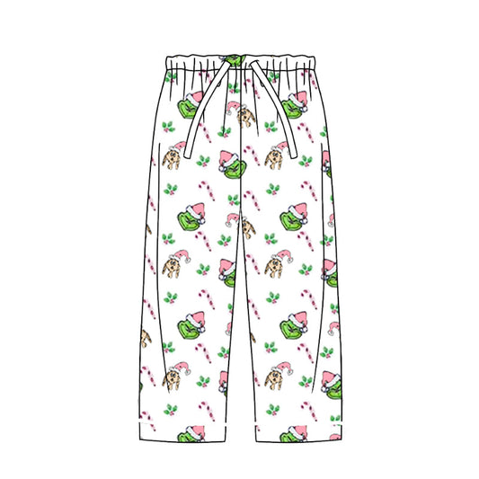 Pink candy cane green face adult women Christmas pants