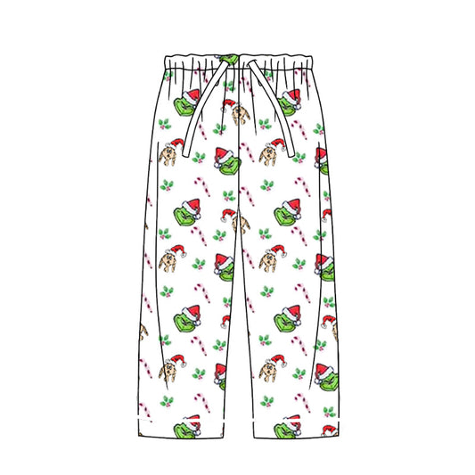 Red candy cane green face adult men Christmas pants