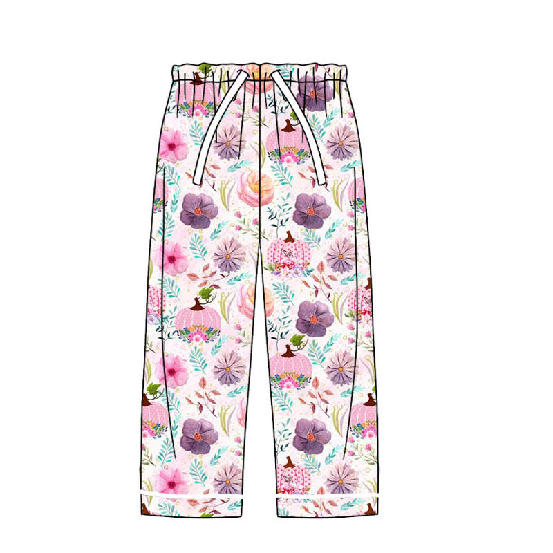 Pumpkin floral adult women fall sleepwear bottom