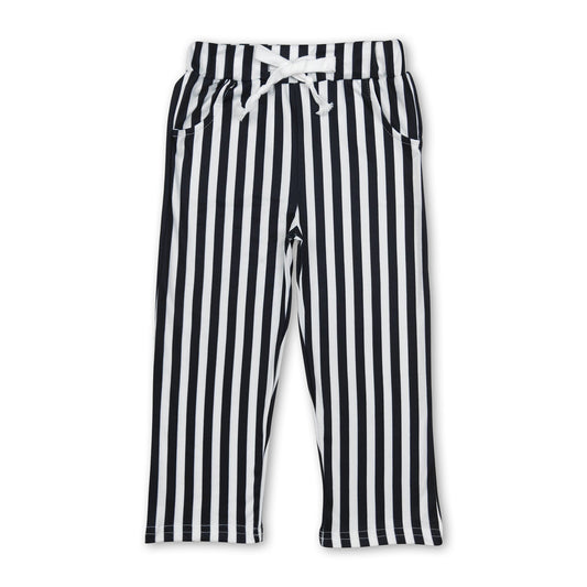 Black white stripe kids girls Halloween pants