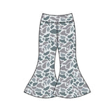 Grey camo kids girls flare pants