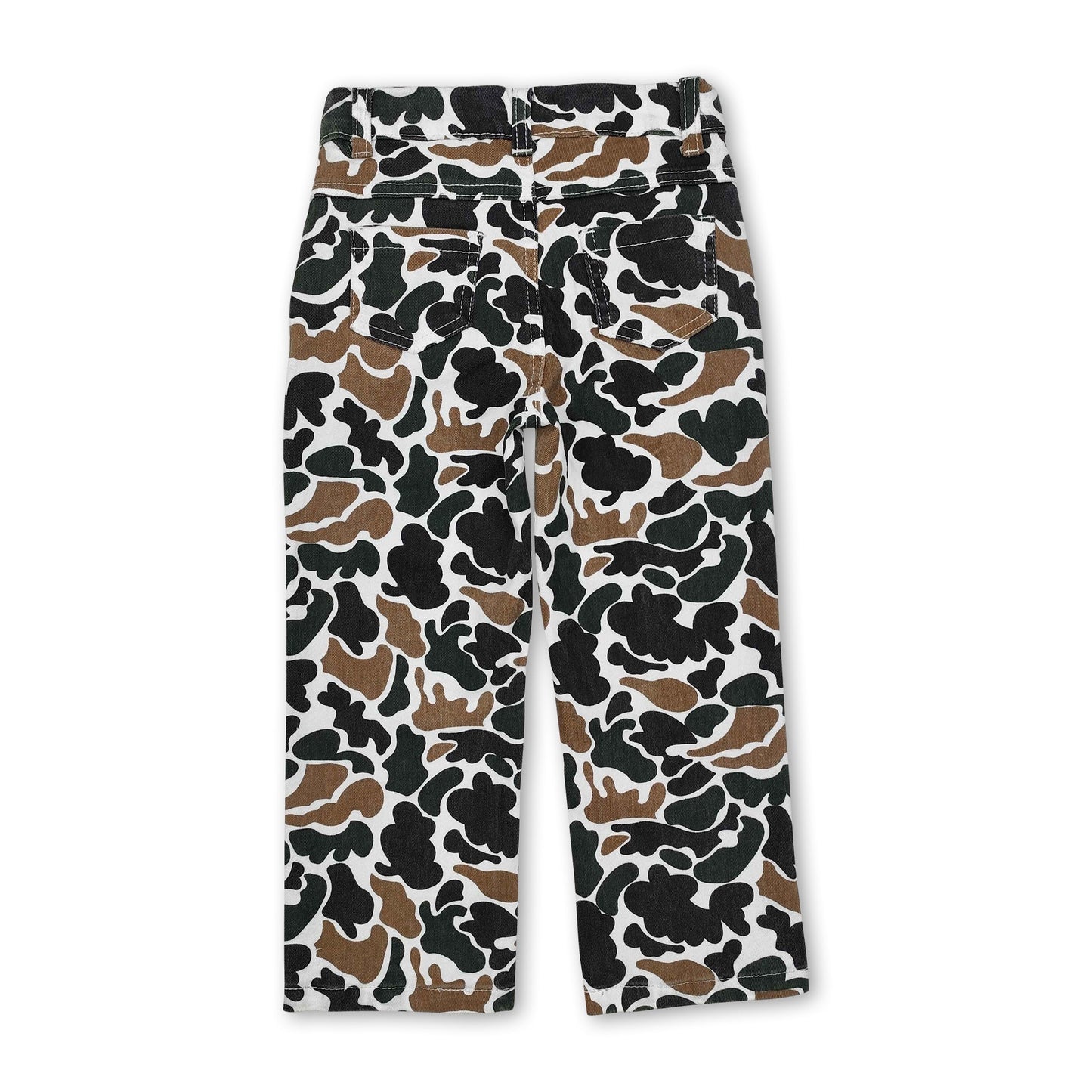 Brown camo hunting kids boys denim pants