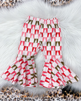 Plaid Christmas tree baby girls bell bottom pants