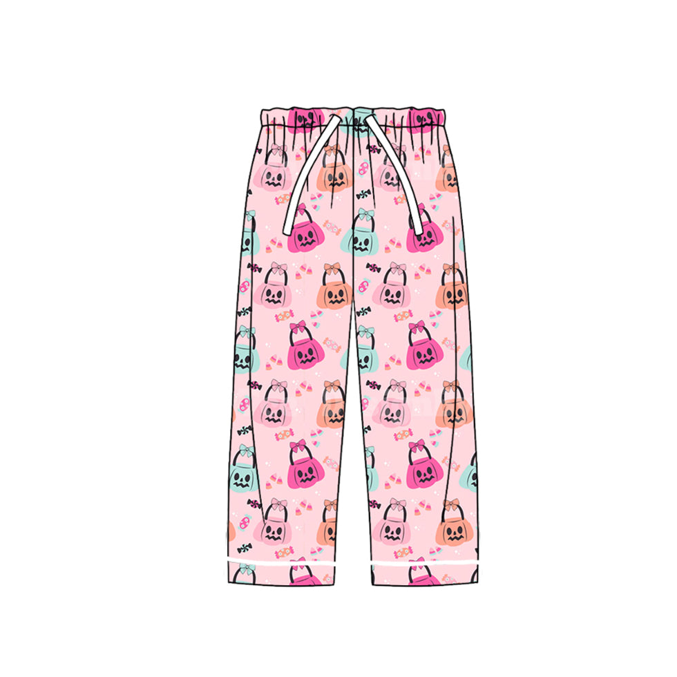 Pink pumpkin basket candy adult women Halloween pants