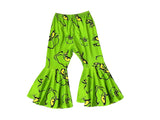 Green face kids girls Christmas bell bottom pants
