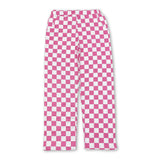 Pink plaid adult women pants