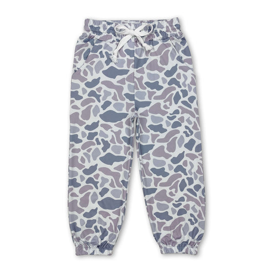 Grey camo pockets elastic waist boys hunting pants