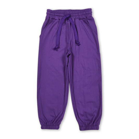 Purple elastic pockets baby girls yoga pants