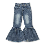 Light blue washed denim pants kids girls jeans
