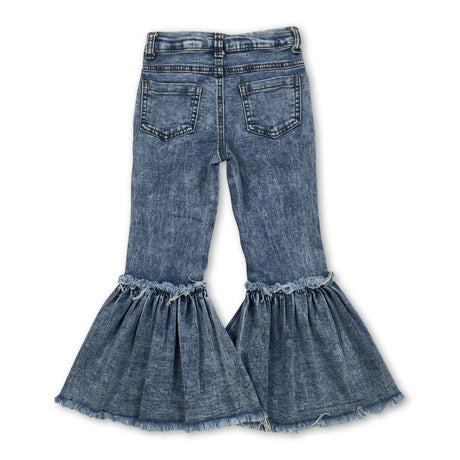 Light blue washed denim pants kids girls jeans