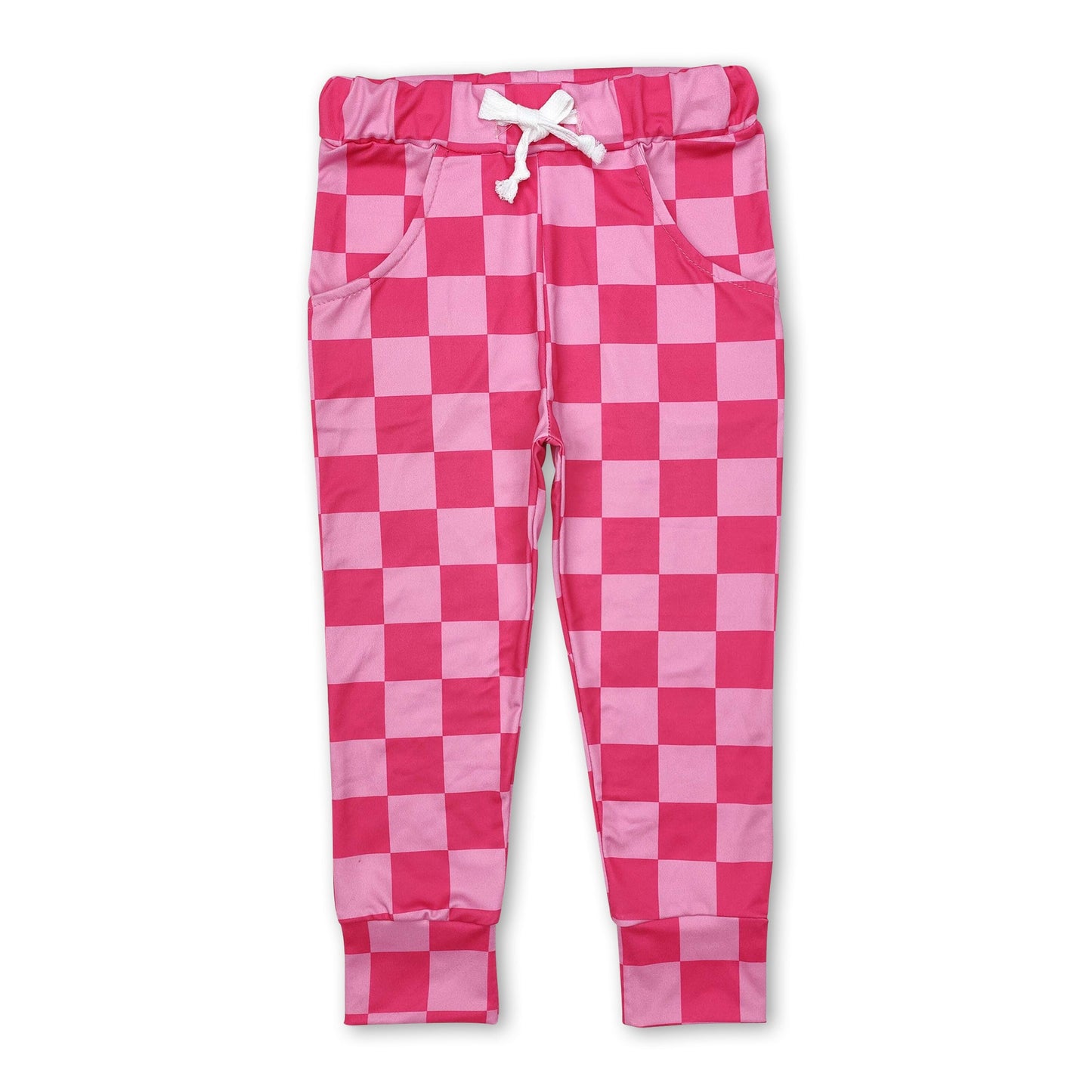 Hot pink plaid baby kids pants