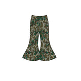 Camo leaves girls yoga bell bottom pants