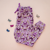 Purple butterfly floral adult women pants