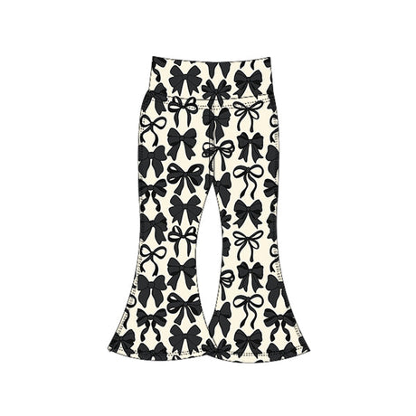 Black bows kids girls bell bottom yoga pants