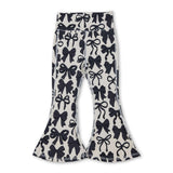 Black bows kids girls bell bottom yoga pants