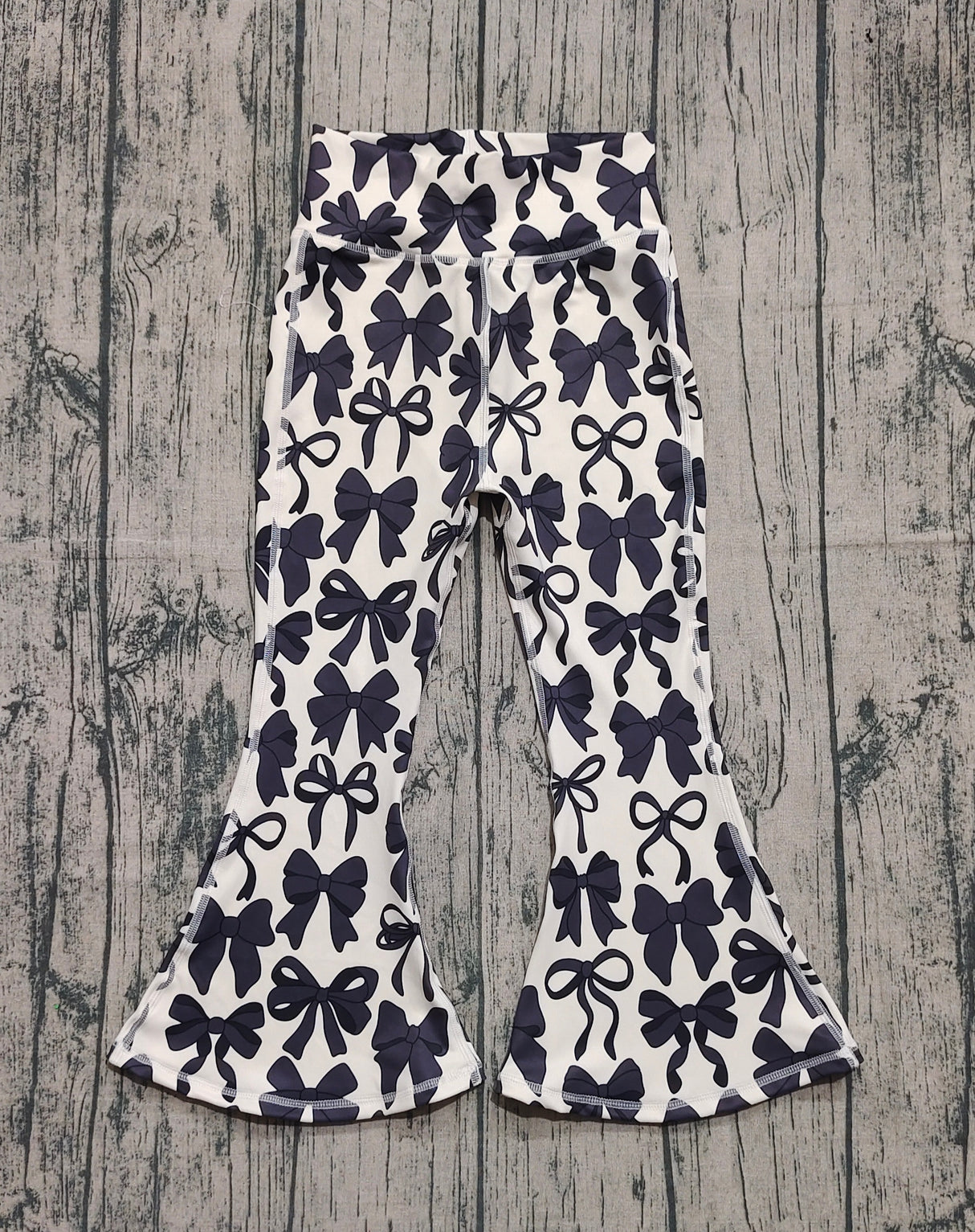 Black bows kids girls bell bottom yoga pants