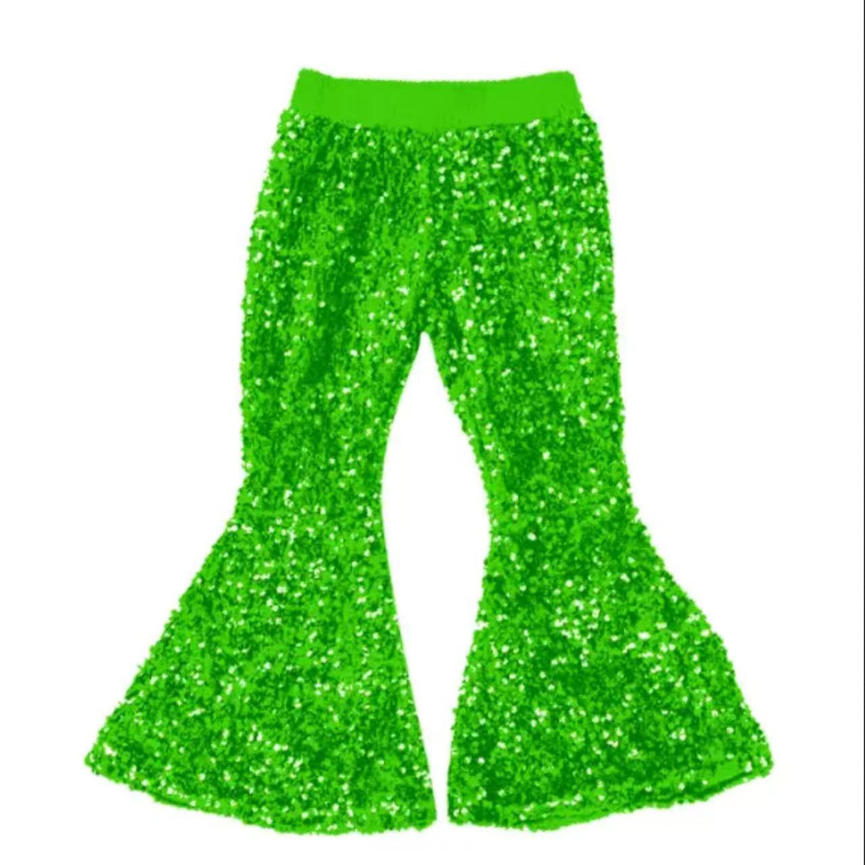 Light green sequin lining baby girls bell bottom pants