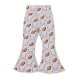 Pink bow football kids girls bell bottom yoga pants