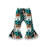West west bull skull bow western girls ruffle pants
