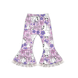 Ghost floral bow kids girls Halloween ruffle pants