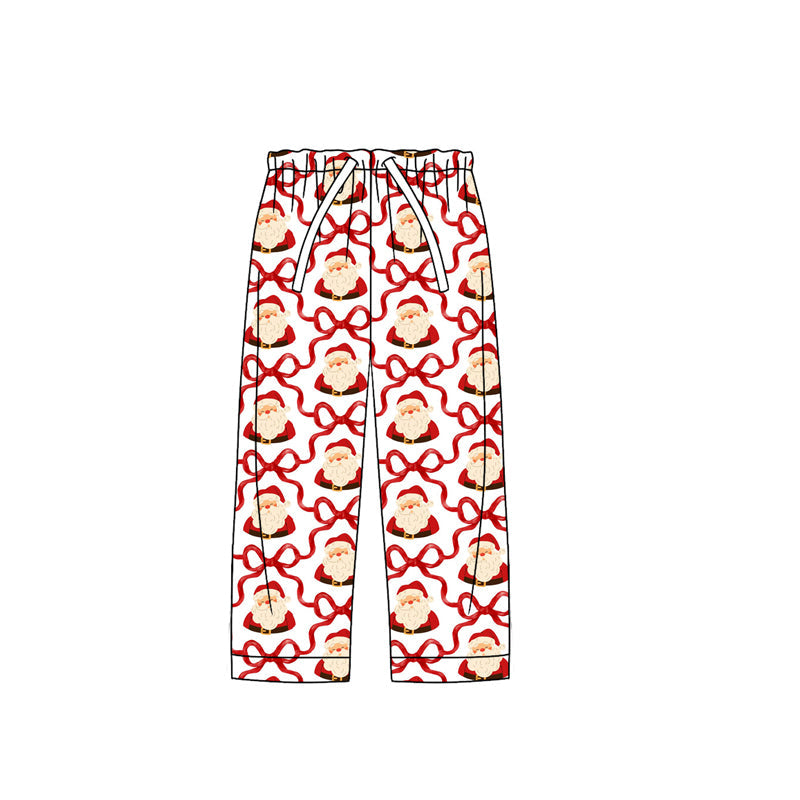 Red bow santa sleepwear bottoms adult women Christmas pants