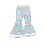 White sequin lining fur bottoms baby girls pants
