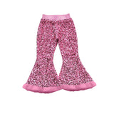 Pink sequin lining fur bottoms baby girls pants