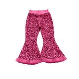 Hot pink sequin lining fur bottoms baby girls pants