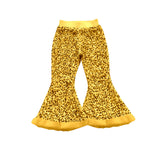 Gold sequin lining fur bottoms baby girls pants