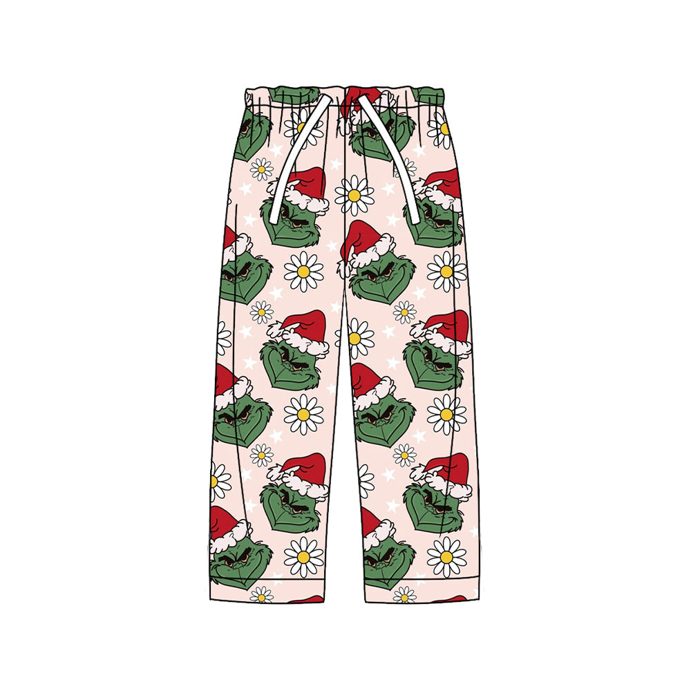 Floral green face Christmas hat adult women pants
