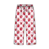 red strawberry adult women elastic waist pants