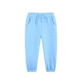 blue solid baby kids elastic waist pants