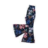 navy flowers baby kids elastic waist pants